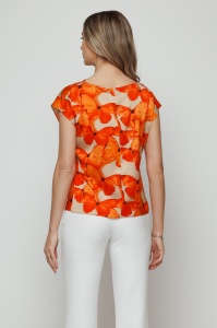 Top 'Sylvie' satinat orange cu print cu fluturi - Img 4