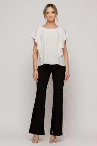 Bluză albă vaporoasă cu volane laterale - Img 2