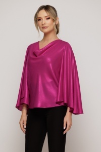 Bluză satinată fucsia cu mâneci ample - Img 4