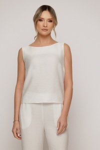 Compleu format din pantaloni, taior cu paiete fine și top ivory - Img 4