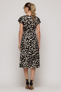 Compleu format din rochie și sacou negru cu floare decorativă - Img 4