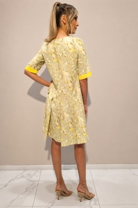 Rochie 'Amelie' cu imprimeu vibrant și floare detașabilă - Img 3