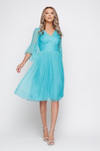 Rochie 'Ariana' turquoise din mătase naturală - Img 1