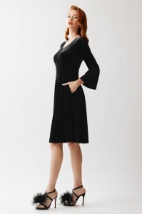 Rochie 'Aryna' evazată din catifea cu cristale - Img 4