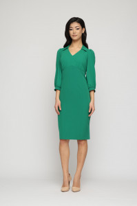 Rochie 'Ava' verde office cu guler - Img 3