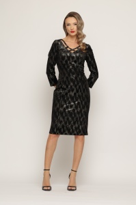 Rochie 'Carole' din catifea peculizată cu auriu - Img 2