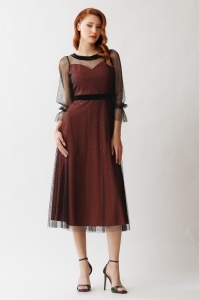 Rochie 'Celia' midi din satin si tulle - Img 2