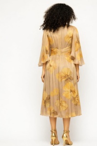 Rochie 'Dhalia' din voal plisat cu imprimeu floral - Img 2