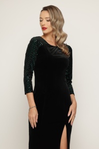 Rochie din catifea cu aplicații verzi - Img 6