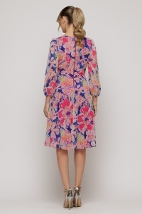 Rochie din voal cu print floral multicolor - Img 4