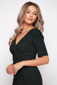 Rochie 'Elektra' verde închis din lurex sidefat - Img 3