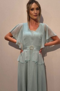 Rochie 'Elysa' bleu ciel din voal sidefat - Img 7