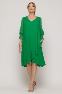 Rochie 'Ivonne' verde cu mâneci din tulle sidefat - Img 3