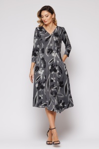 Rochie 'Jacqueline' din tricot cu imprimeu alb negru - Img 2