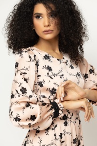 Rochie 'Jennie' roz pudrat din voal satinat cu eșarfă detașabilă - Img 3