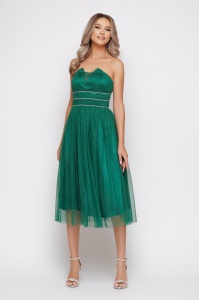 Rochie 'Khloe' verde din tulle sidefat - Img 5