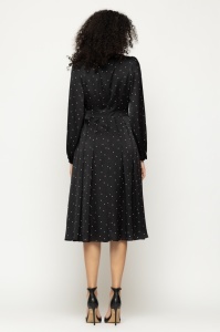 Rochie 'Olivia' midi din satin cu fundițe din catifea - Img 4