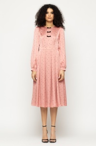 Rochie 'Olivia' midi din satin cu fundițe din catifea - Img 3