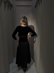 Rochie 'Patricia' din catifea și tafta cu fundă detașabilă - Img 5