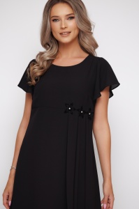 Rochie 'Reese' neagră din voal cu flori 3D - Img 6