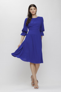 Rochie 'Sabrina' albastru regal evazată - Img 1
