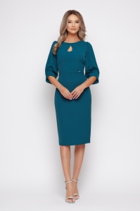 Rochie 'Samantha' albastru turquoise cu decupaj - Img 2