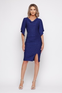 Rochie 'Scarlett' albastru indigo cu guler lăsat - Img 2