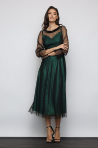 Rochie 'Selene' verde din tulle sidefat - Img 2