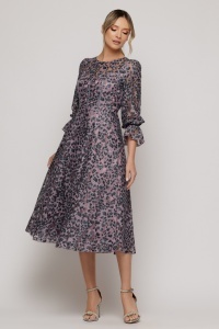 Rochie 'Selina' midi elegantă cu imprimeu animal print - Img 4