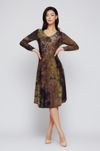 Rochie 'Solange' din jerse texturat arămiu - Img 2
