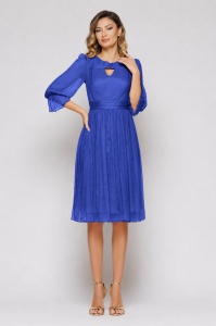 Rochie 'Venera' albastru royal din mătase naturală