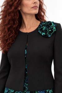 Taior elegant negru cu floare 3D și imprimeu floral