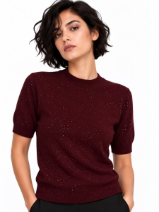 Top grena din tricot cu ștrasuri fine