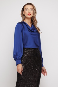 Bluză 'Agnes' albastru regal cu guler amplu - Img 2