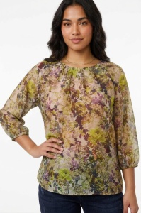 Bluză din amestec de bumbac și tencel cu print floral - Img 4
