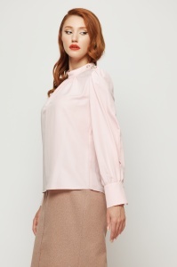 Bluză 'Eleonore' roz deschis din bumbac cu nasturi - Img 3