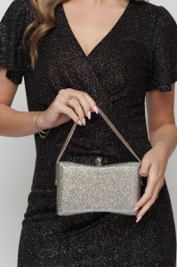 Clutch argintiu cu reflexii multicolore - Img 3