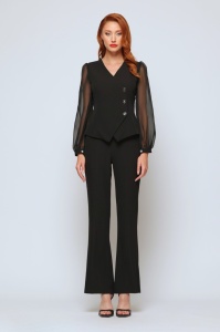 Pantaloni 'Carina' negri evazați - Img 2