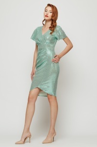 Rochie 'Anastasia' turquoise cu paiete - Img 2