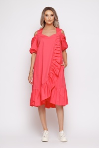 Rochie 'Annabelle' roz din bumbac cu volane - Img 1
