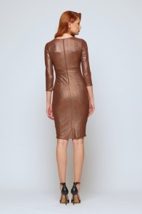 Rochie arămie din lurex sidefat - Img 6