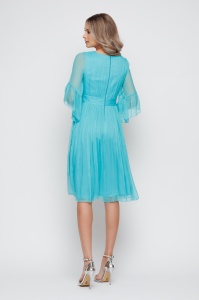 Rochie 'Ariana' turquoise din mătase naturală - Img 11
