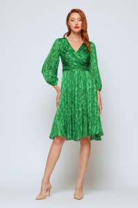 Rochie 'Aubrielle' verde din voal imprimat
