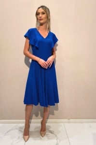 Rochie 'Cara' albastru regal cu volane - Img 3