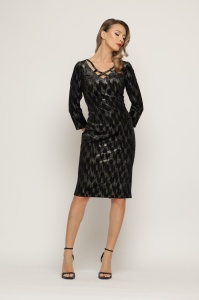 Rochie 'Carole' din catifea peculizată cu auriu - Img 3