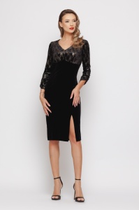 Rochie 'Corinne' conică din catifea peculizată cu auriu - Img 2