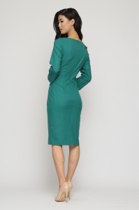 Rochie 'Doris' verde turquoise cu cataramă și șliț - Img 3