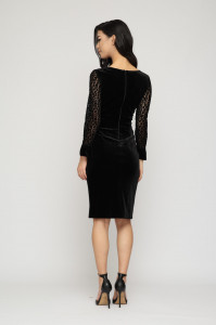 Rochie 'Dorothy' din catifea animal print cu șliț frontal - Img 5