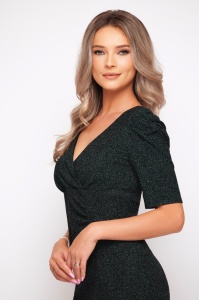 Rochie 'Elektra' verde închis din lurex sidefat - Img 4