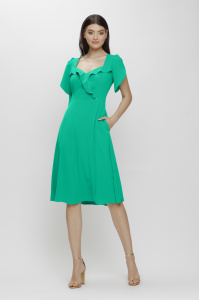 Rochie 'Florence' verde turqoise cu bust cu volănașe